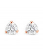Solitaire Diamond Stud Earrings in a 3-Claw Setting, Set 18ct Rose Gold. Tdw 0.40ct